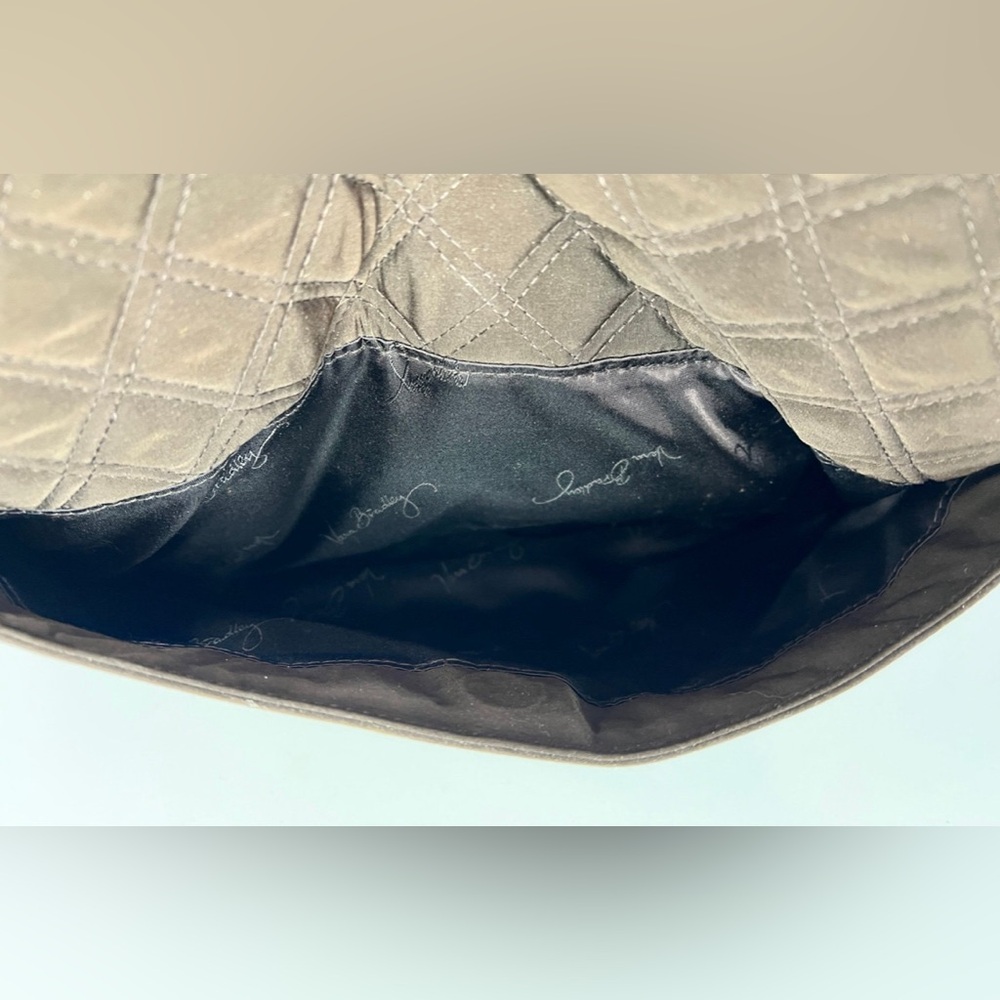 Vera Bradley Espresso Brown Quilted Cotton Laptop Bag Carry On Satchel Tote - Picture 10 of 12